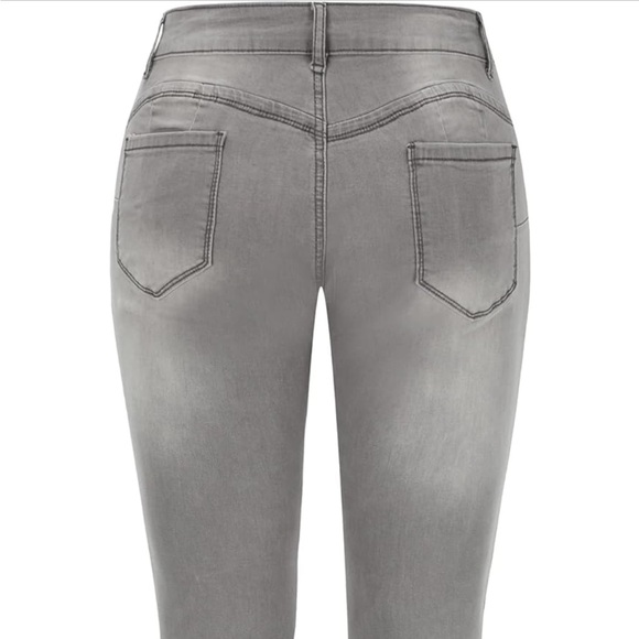 Size 6 Stretchy High Rise Skinny Women Jeans Ribbed Cropped Casual Denim Pants - Picture 4 of 17